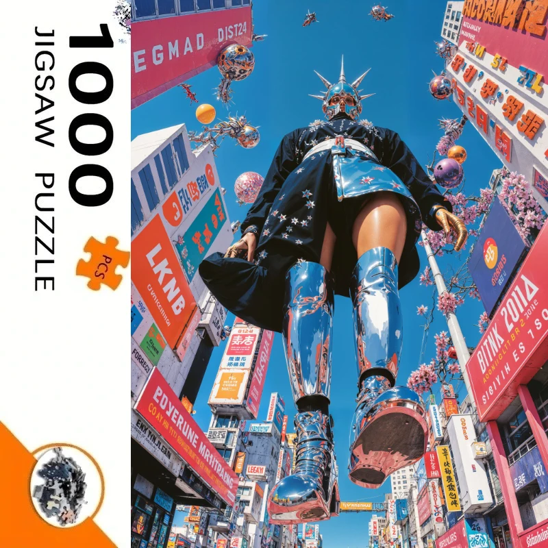 

1000PCS Cyberpunk Tokyo Street Jigsaw Puzzle, for Gameroom Bedroom Livingroom Gift Challenging Game