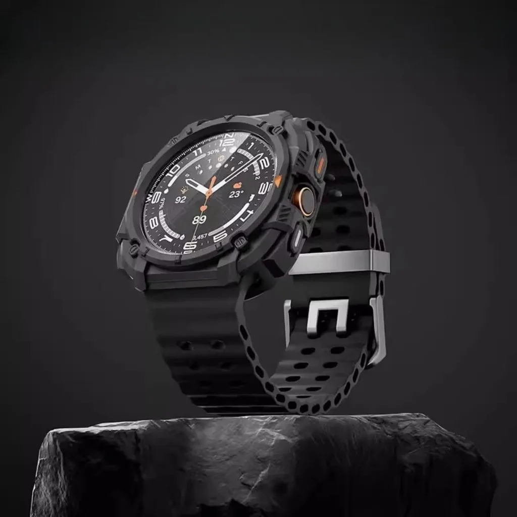 حافظة مدرعة جديدة + حزام لساعة سامسونج جالاكسي الترا (2025) 47 مللي متر الترا (2024) 47 مللي متر سوار رياضي من السيليكون سوار ساعة كوريا Ga