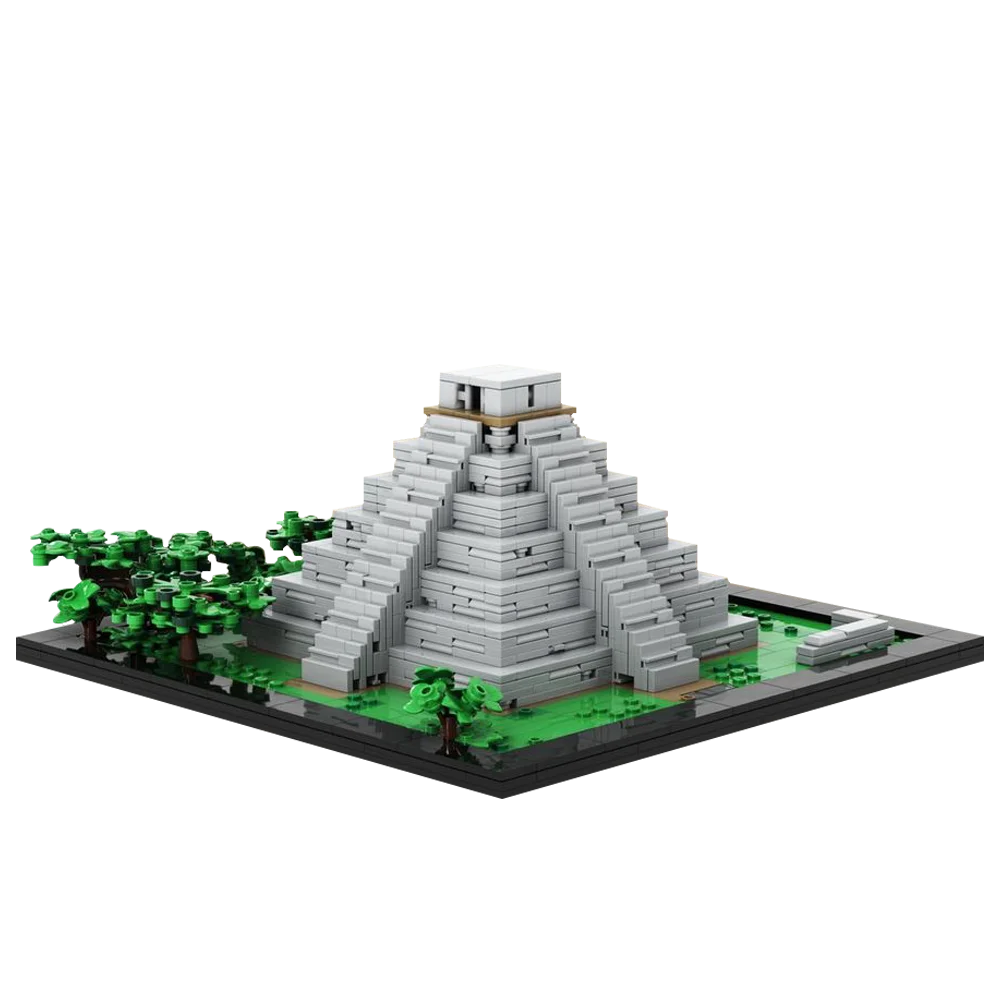 MOC City Street View Piramide Maya Modello Building Block set Architettura retrò Punto di riferimento Educazione Giocattoli in mattoni Regalo di compleanno per bambini