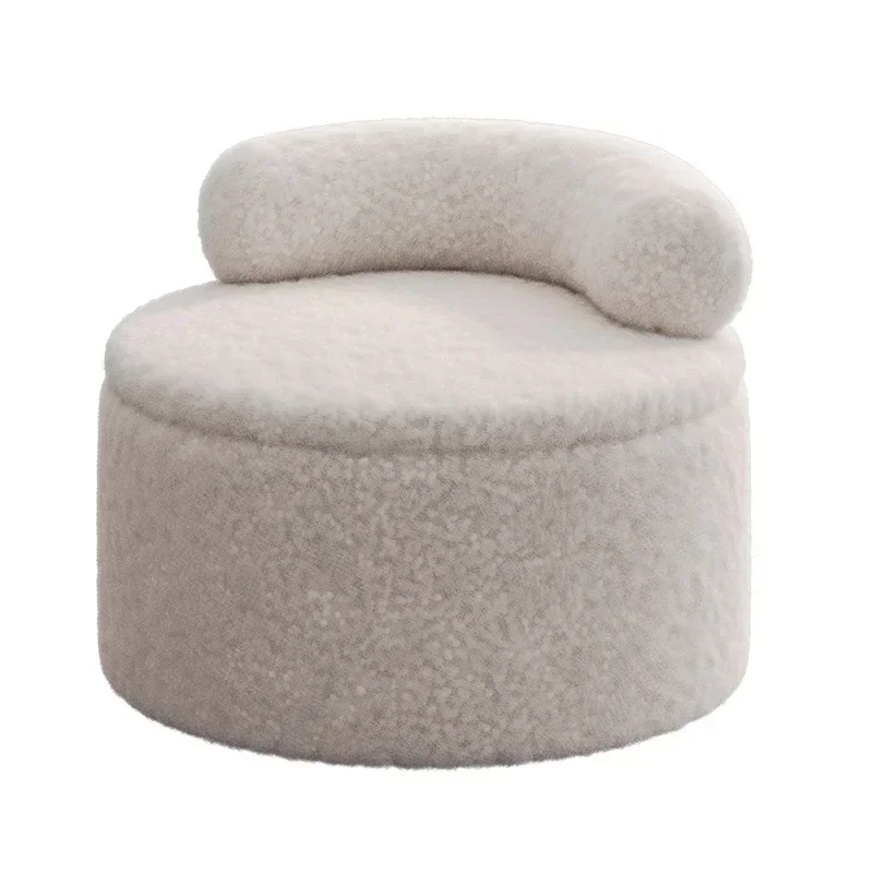 Storage Sofa Stool Household Armchair with Lamb Wool Fabric White Swivel Accent Sherpa with Plump Pillow Round Chairs
