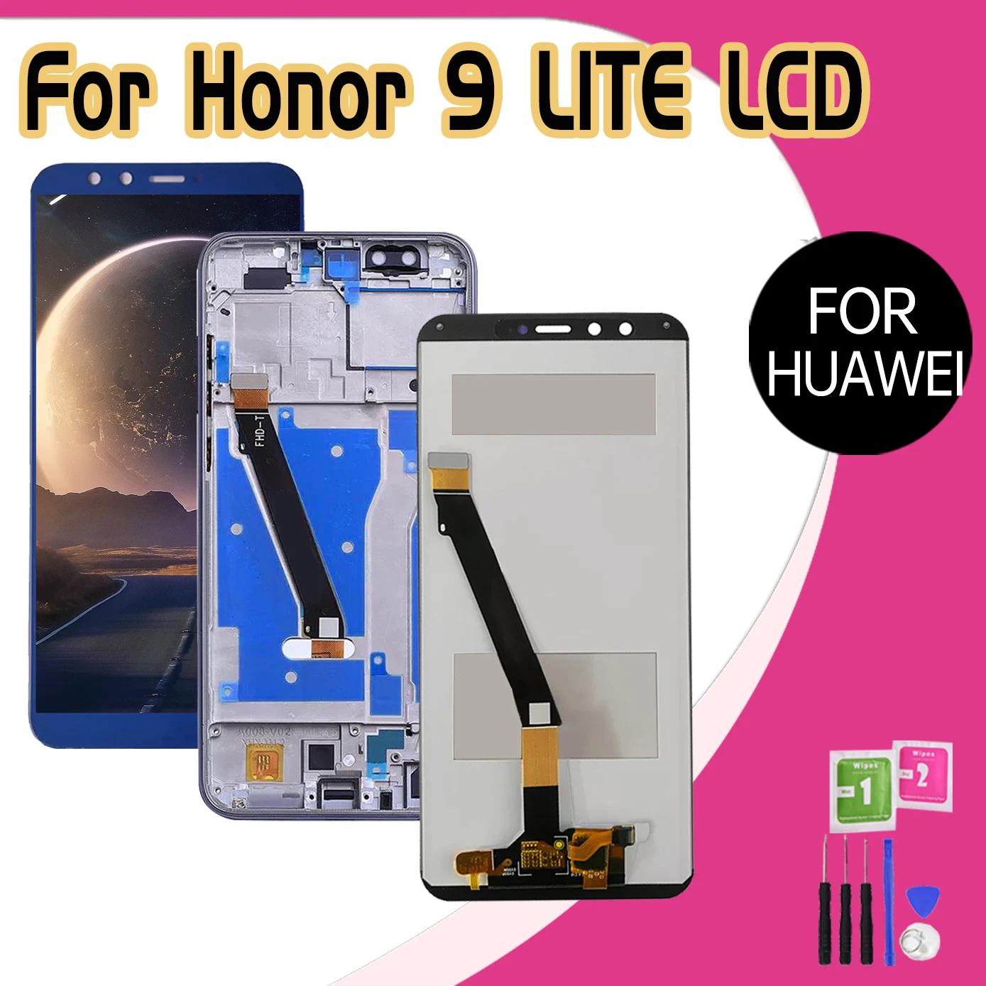 Tested 5.65\'\' LCD For Huawei Honor 9 Lite LCD Display Touch Screen With Frame Digitizer Replacement For Honor 9 Lite LLD-L31