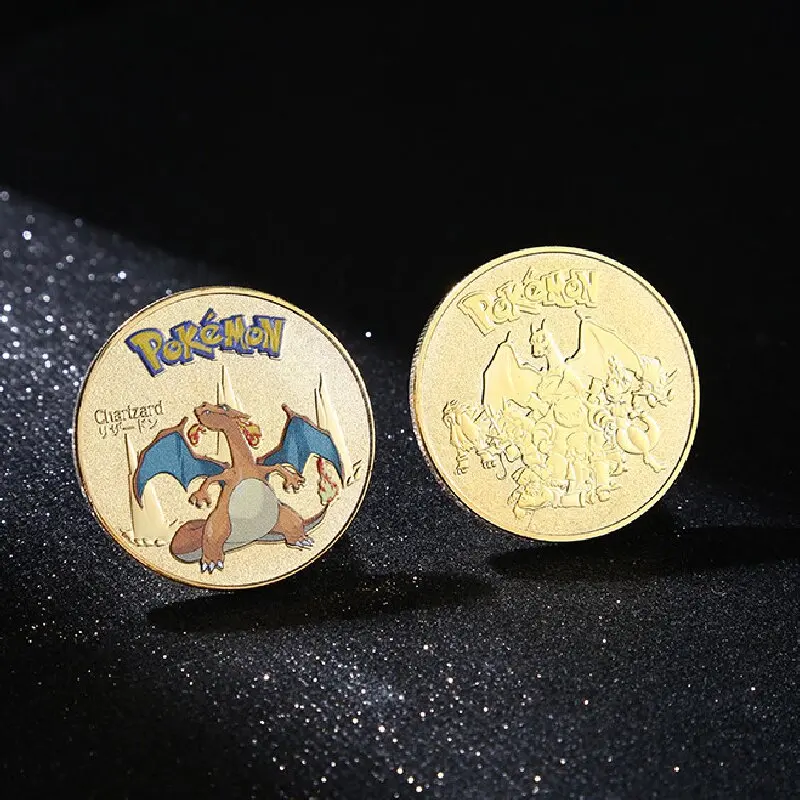 Anime Comemorativo Conjunto Medalhão, Pokemon Gold Coin, Presente Collectible Pokeball, Metal, Mewtwo, Charizard, Pikachu, Venusaur, Squirtle