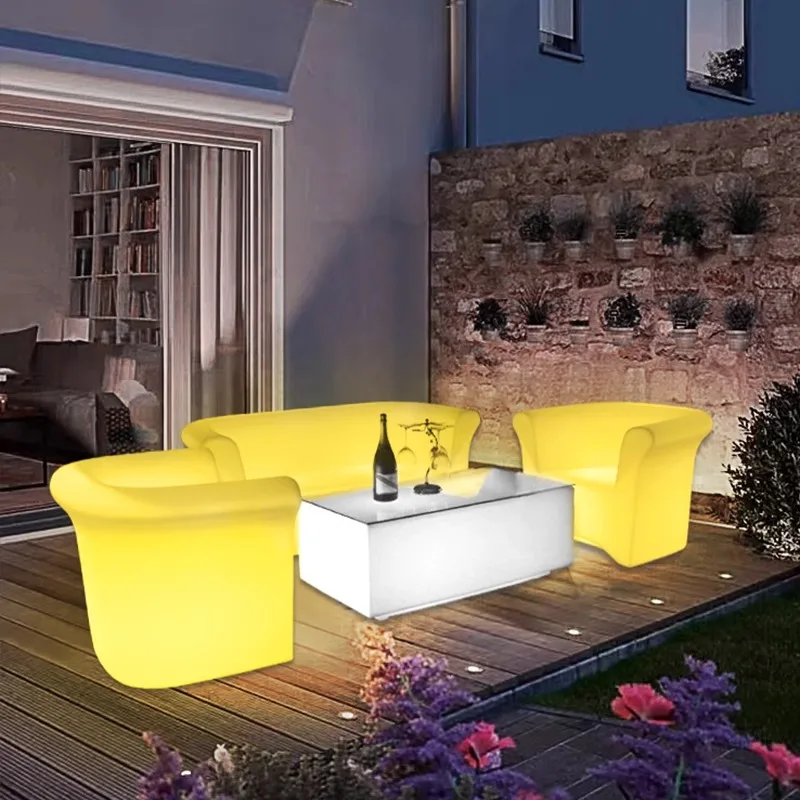 

Custom LED Light-up Bar Table Hotel Bar KTV Sofa Living Room Furniture Multi-shaped Colorful Sofa