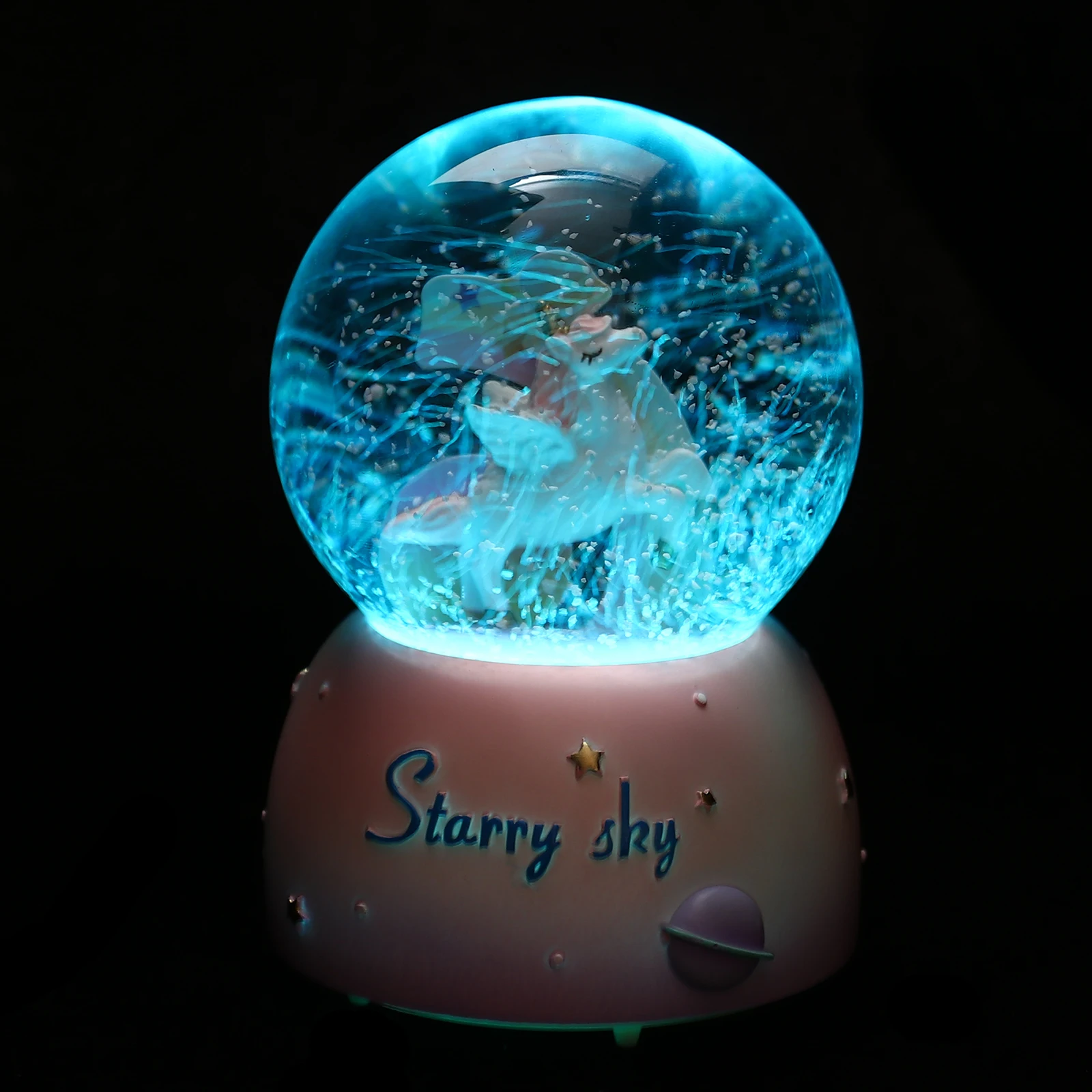 

Music Box Decoration Crystal Ball Light Desktop Adornment Lamp Cartoon Resin Glass Home Office Bedroom Study Room