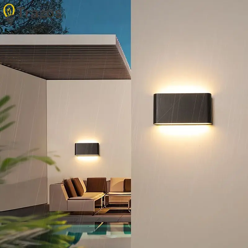 Modern Simple LED Wall Light Outdoor Waterproof Courtyard Aisle Ultra-thin Living Room Bedroom Headboard Double Head Wall Light