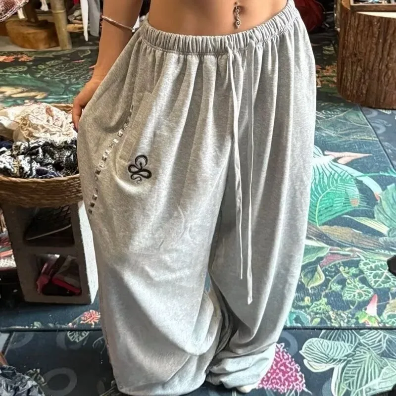 WL Women's 2026 Summer New Arrival Loose Slouchy Wide Leg Cargo Sweatpants K-pop Dance Quick Dry Casual Sports Trousers