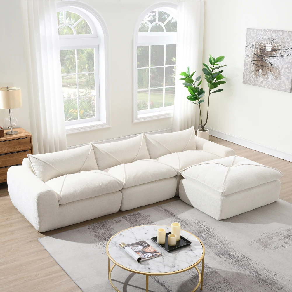 

Compressed Sofa with High Density Foam, No Assembly Required, Legless Design without Frame, Integrated Backrest and Seat Cushion