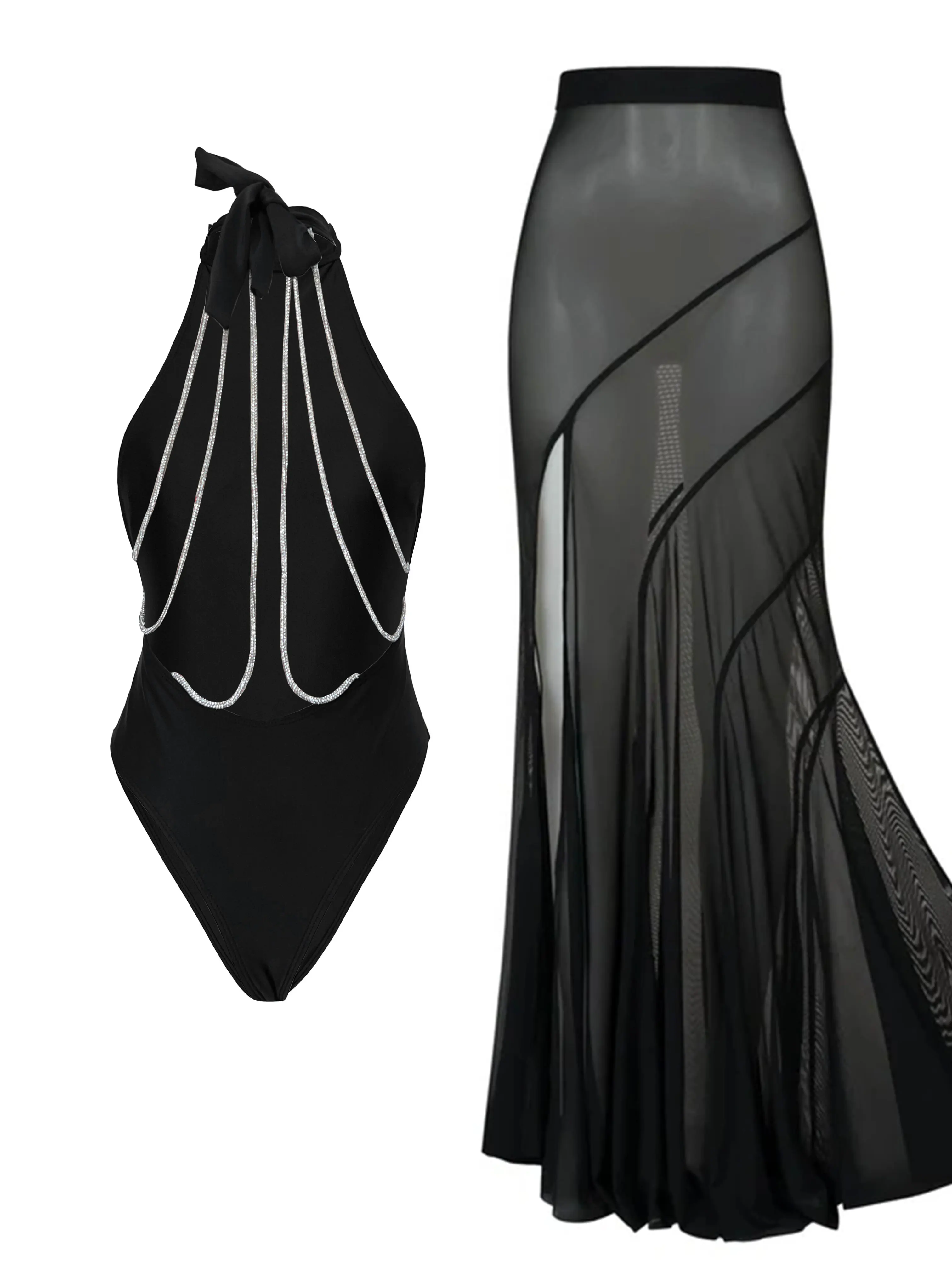 หัวเข็มขัดปิดไหล่บิกินี่กระโปรงผู้หญิงชุดว่ายน้ํา 2025 แนวโน้ม Biquini ชุดว่ายน้ํา Lady Holiday ชุดว่ายน้ําหญิง Beachwear ชุด