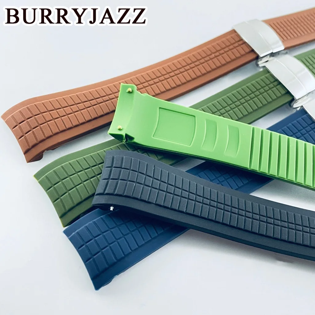 BURRYJAZZ Serie 5164/5167 Correa de 21 mm Correa de caucho impermeable y a prueba de polvo Pulsera de silicona sin marcar