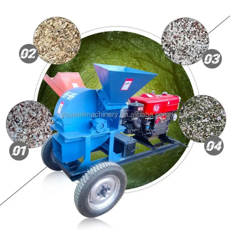 Macchinari forestali Frantoio industriale per legno D iesel Engine Machine