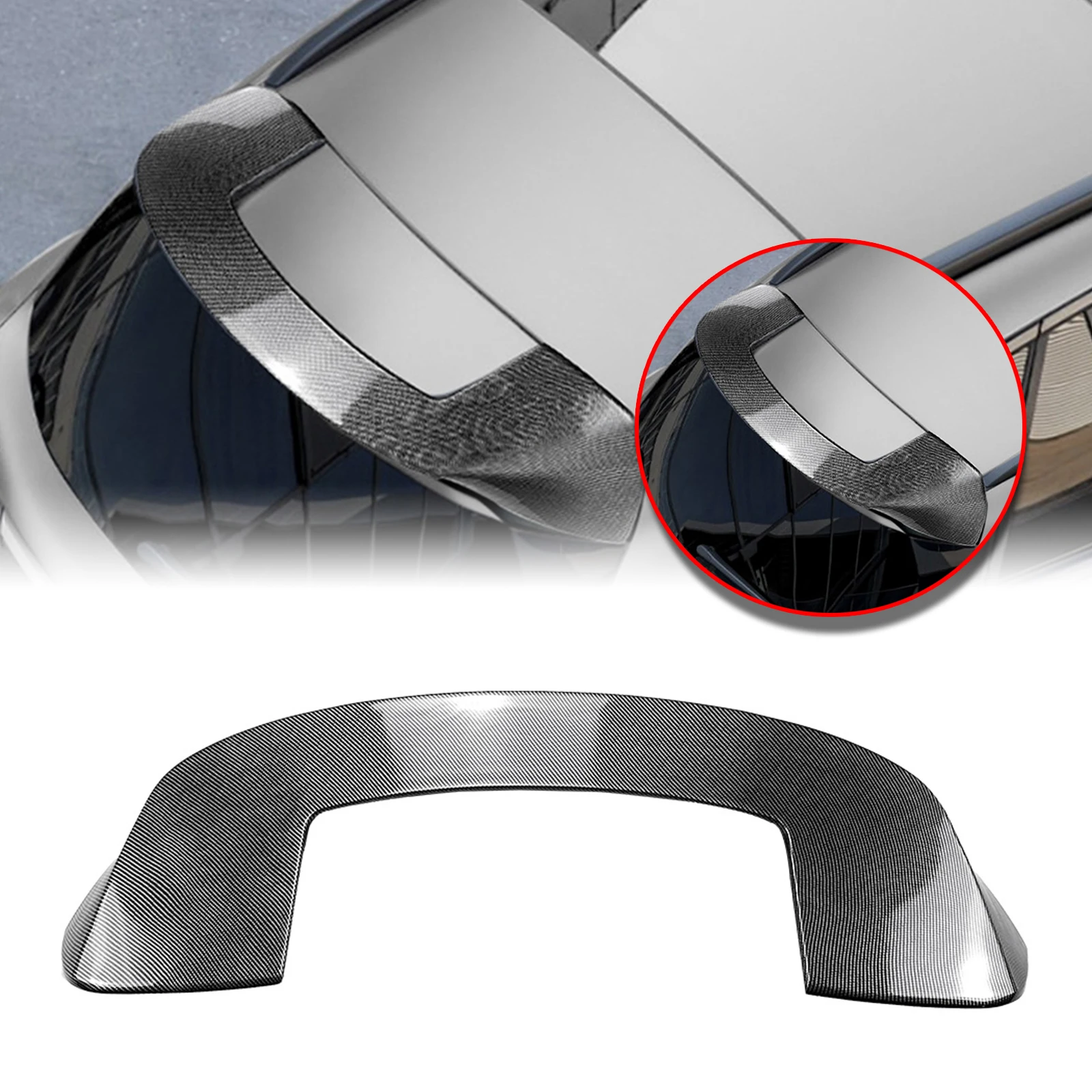 

Carbon Fiber Look/Gloss Black Tail Splitter Lip Rear Trunk Roof Spoiler Wing For 2023-25 Mercedes Benz GLC Class X254 GLC260 300
