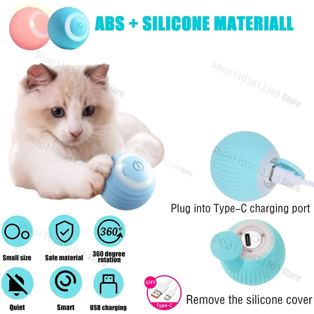 Interactive Cat Toy Ball with USB Charging Pet Sports Chase Toy Ball 360  Automatic Rotation Rolling Ball Pet Supplies