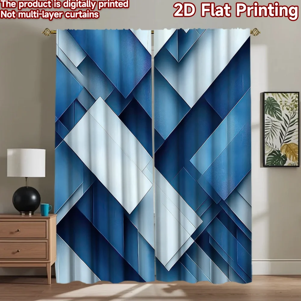 1pc 2D flat Photography Backdrop Popular Party Party Backdrop Blue Geometric Overlapping Rectangles 100% Polyester Party &