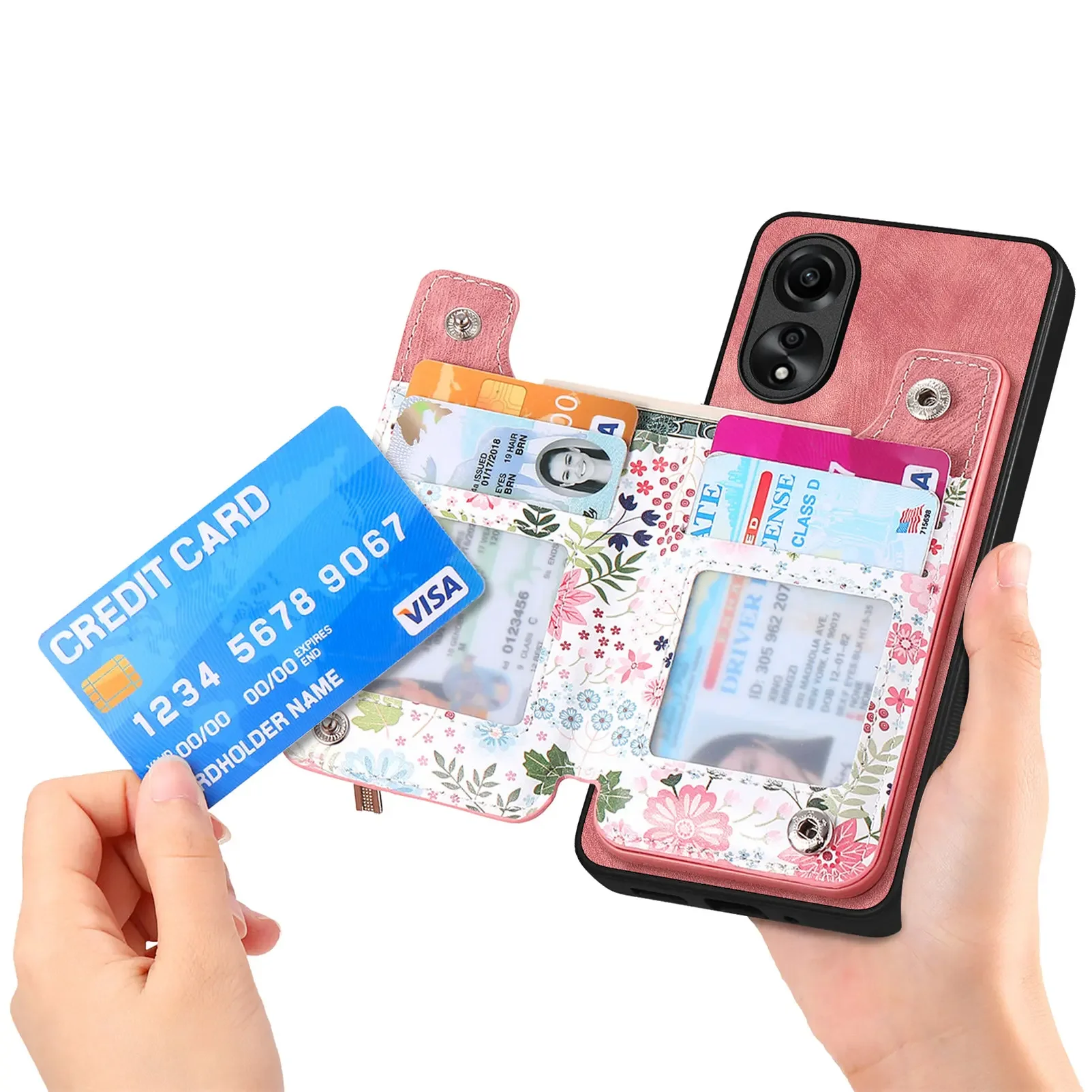 Carte con cerniera Solt Pocket Wallet custodia in pelle per OPPO A78 A58 A93 A54 A57 A74 A72 A97 A53 A33 Realme C55 10 Pro Plus X5pro Cover