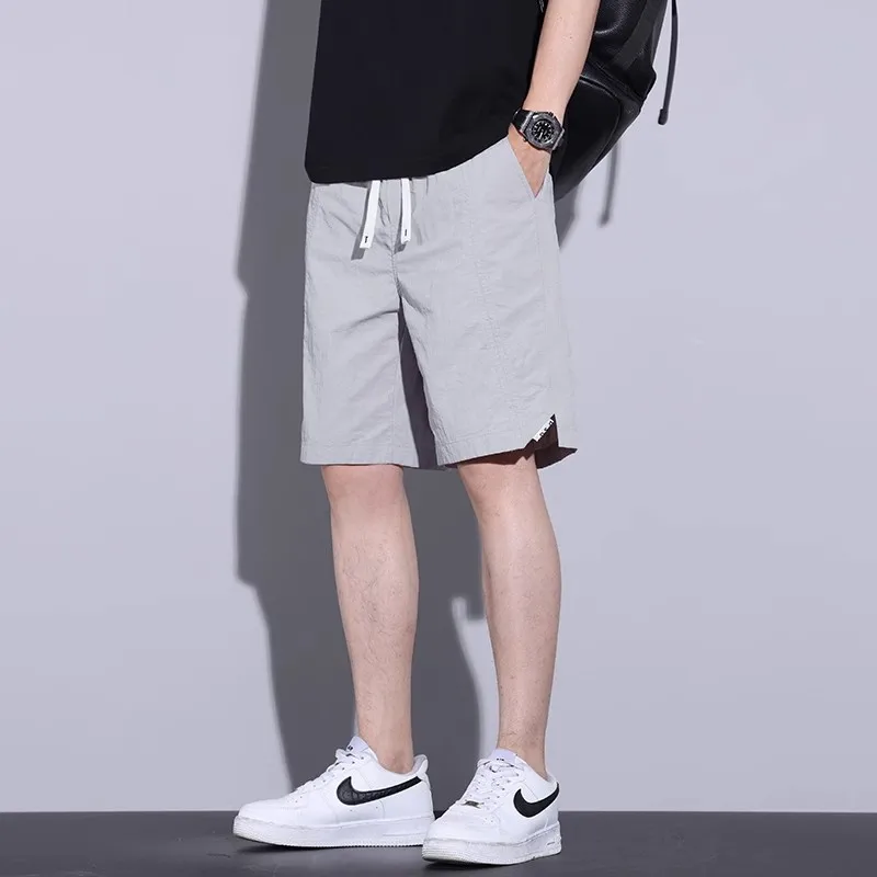 Summer Thin Ice Silk Casual Shorts for Men 2025 New Loose Straight-leg Trendy Brand Tennis Sports Five-point Pants