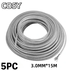 Cable de acero de nailon para cortacésped, cortacésped redondo, desbrozadora, cuerda de repuesto, herramientas de patio trasero de jardín, 3mm x 15m, 5 piezas