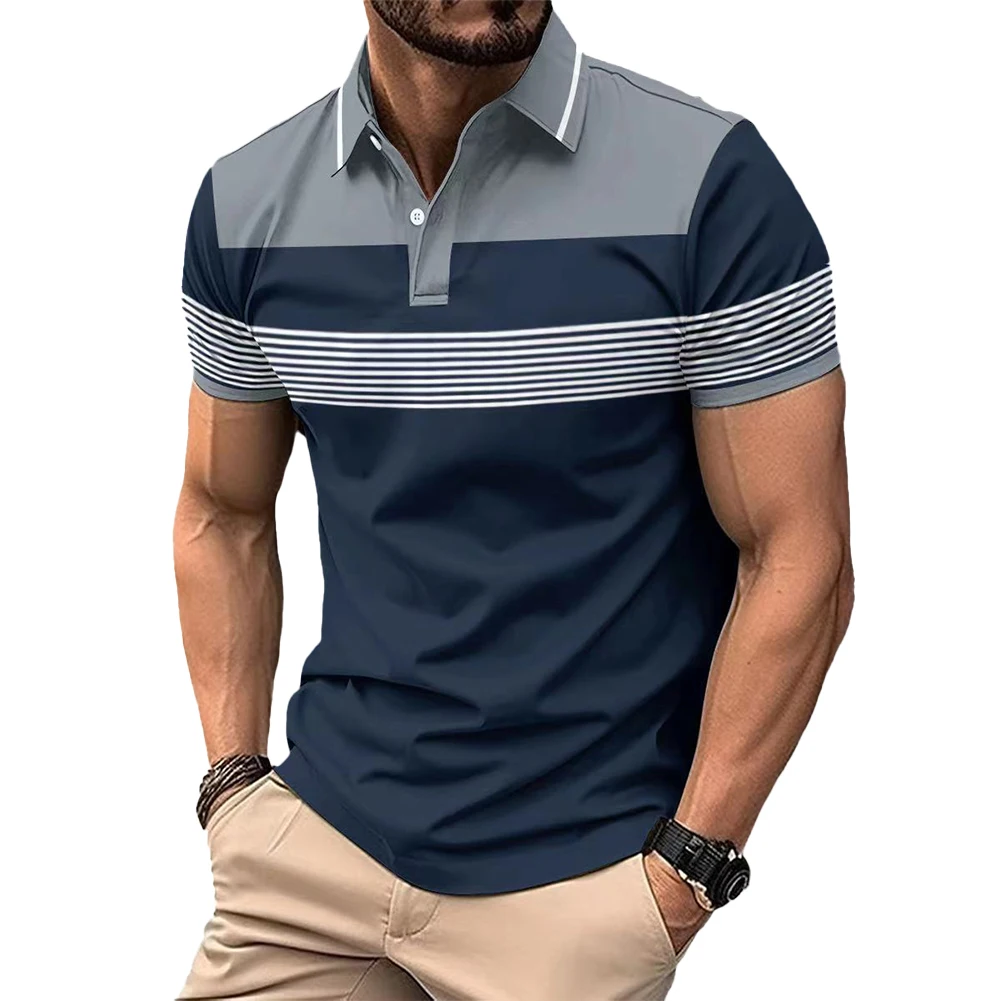 

Tops Mens T Shirt Blouse Breathable Business Tops Buttons Casual Formal Handsome Lightweight Short Sleeve Slim Fit