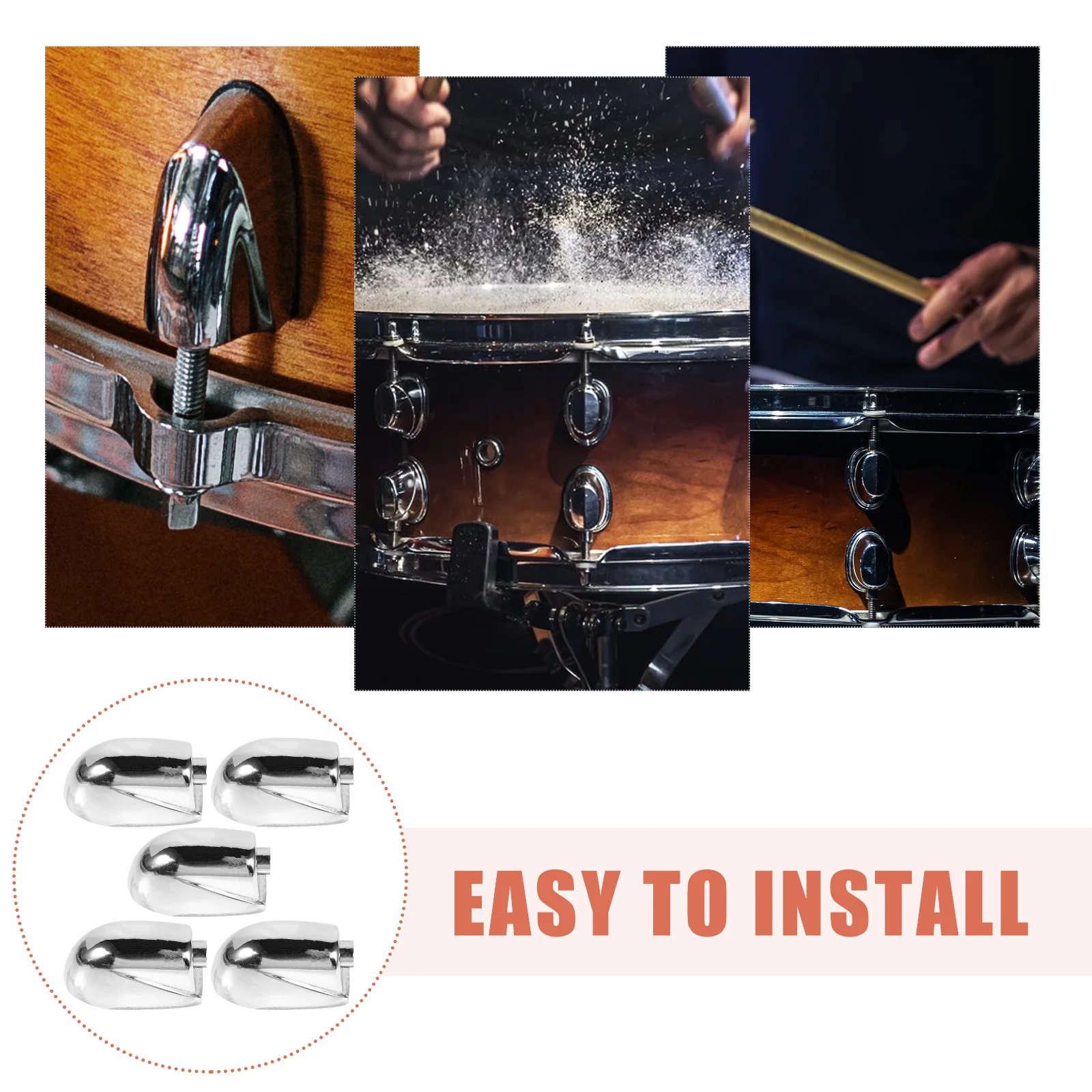 

5 pcs Single End Drum Ear Claw Hook Lug for Snare Bass Drum Hardware Replacement Parts Strong Durable Easy Install