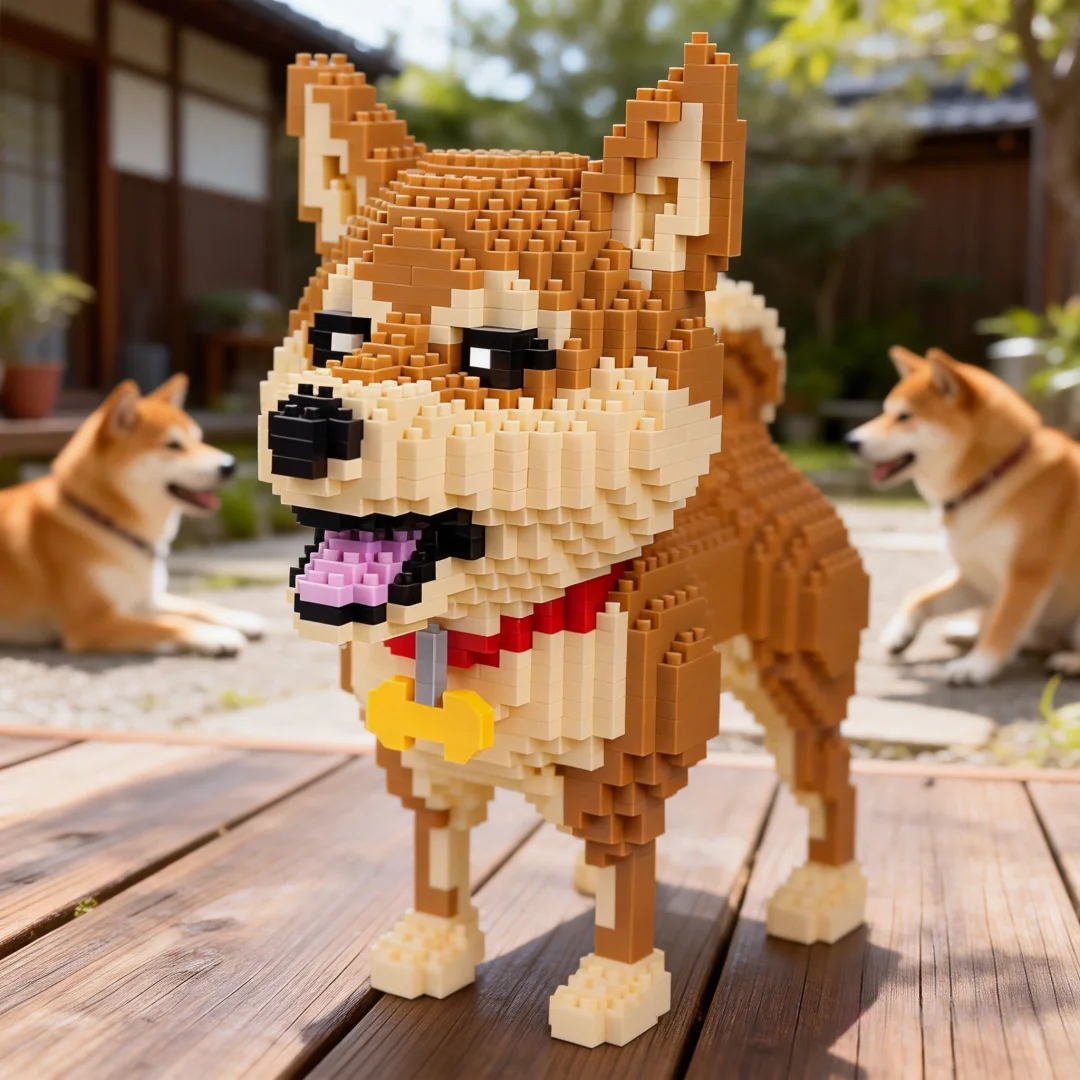 Creative Desk Decor Shiba Inu Cute Pet Dog Model Building BlockEducational Puzzle Toy for Teen,DIY Birthday Party Christmas Gift