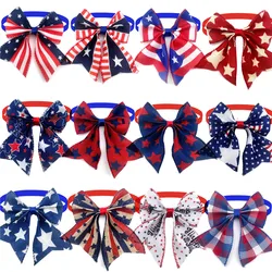 50/100pcs New Dog Bowties 4th July American Flag Design Fashion Cute Neckties for Small Dogs Puppy Pet Dog Bows Grooming Product
