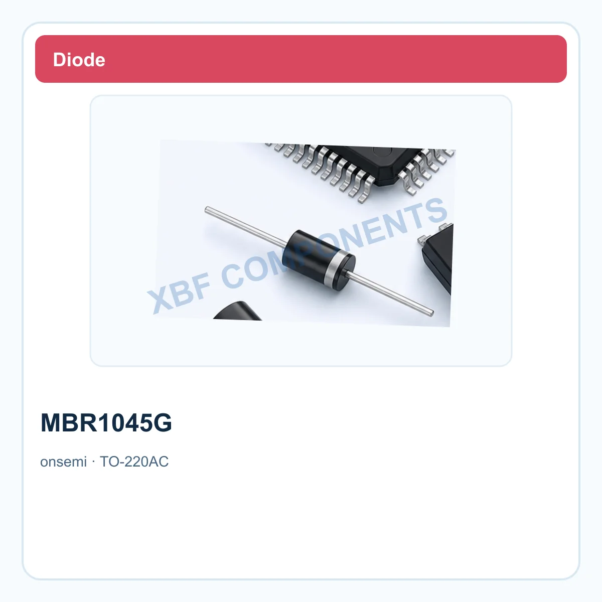 onsemi MBR1045G Discrete Semiconductor Schottky rectifier, 45 V, 10 A TO-220AC