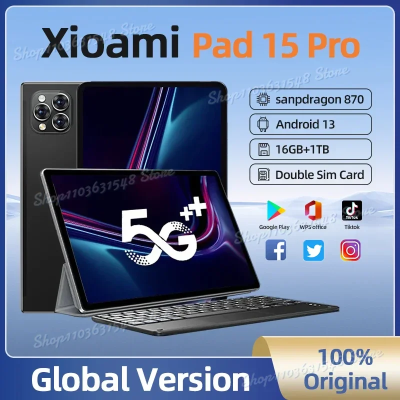 2024 Nieuwe Pad 15 Pro Android 13 Mi Tablet Pc 11 Inch 16Gb 1Tb 20000Mah 5G Hd 4K Dual Sim Telefoongesprek Gps Bluetooth Wifi Google Tab