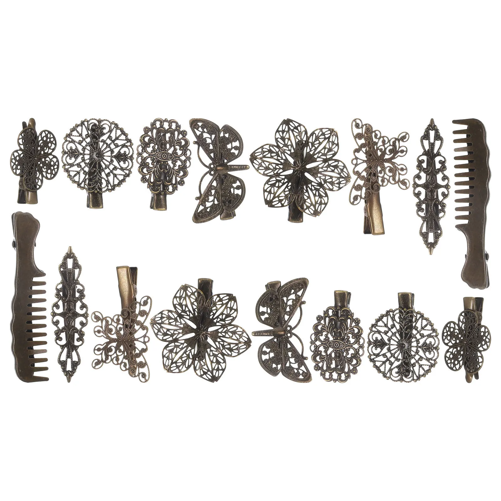 16 قطعة من مشابك الشعر على شكل فراشات كلاسيكية من البرونز، مشابك فرنسية عتيقة، إكسسوارات أنيقة للنساء والفتيات والحفلات اليومية #6