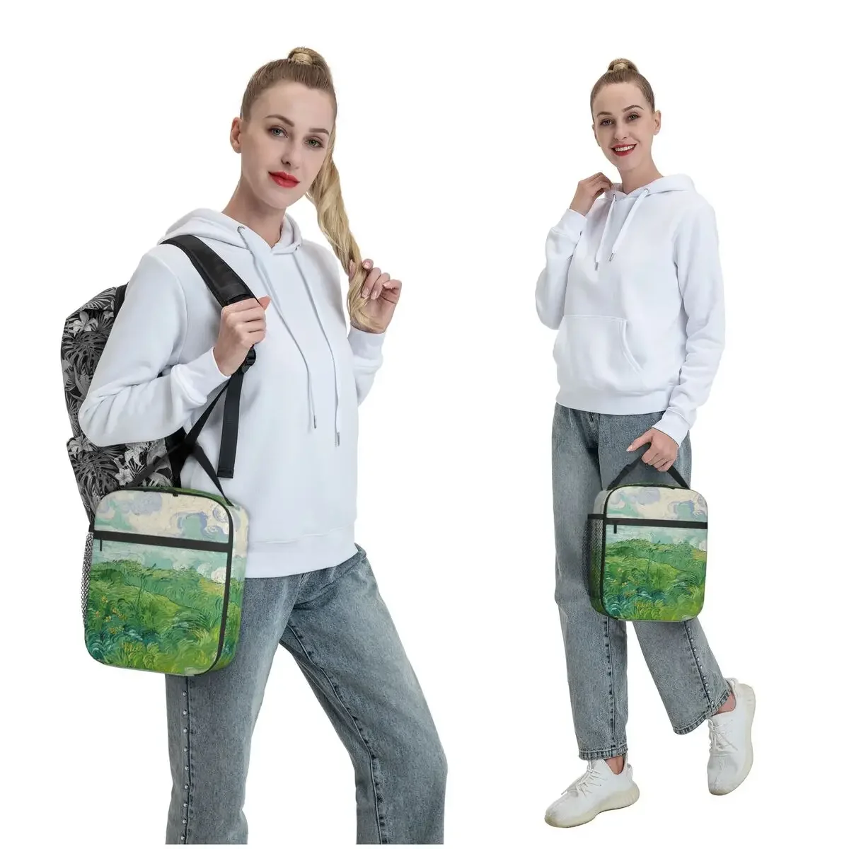Green Wheat Fields, Auvers, Vincent Van Gogh Insulated Lunch Bag for Women Kids Portable Food Boxes Thermal Lunch Box Tote