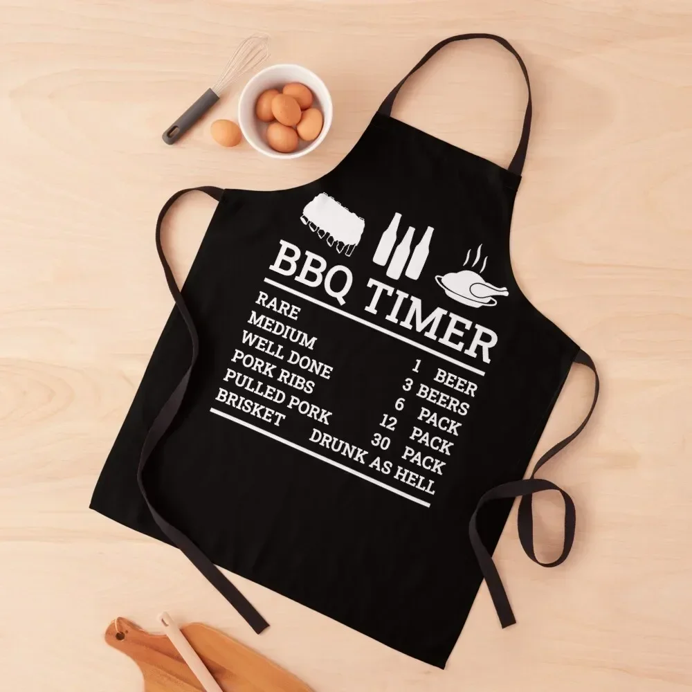 

BBQ Timer, Beef and Beer, Rare - Medium - Well - Brisket | Barbecue Lover Apron Men's Kitchen christmas Apron