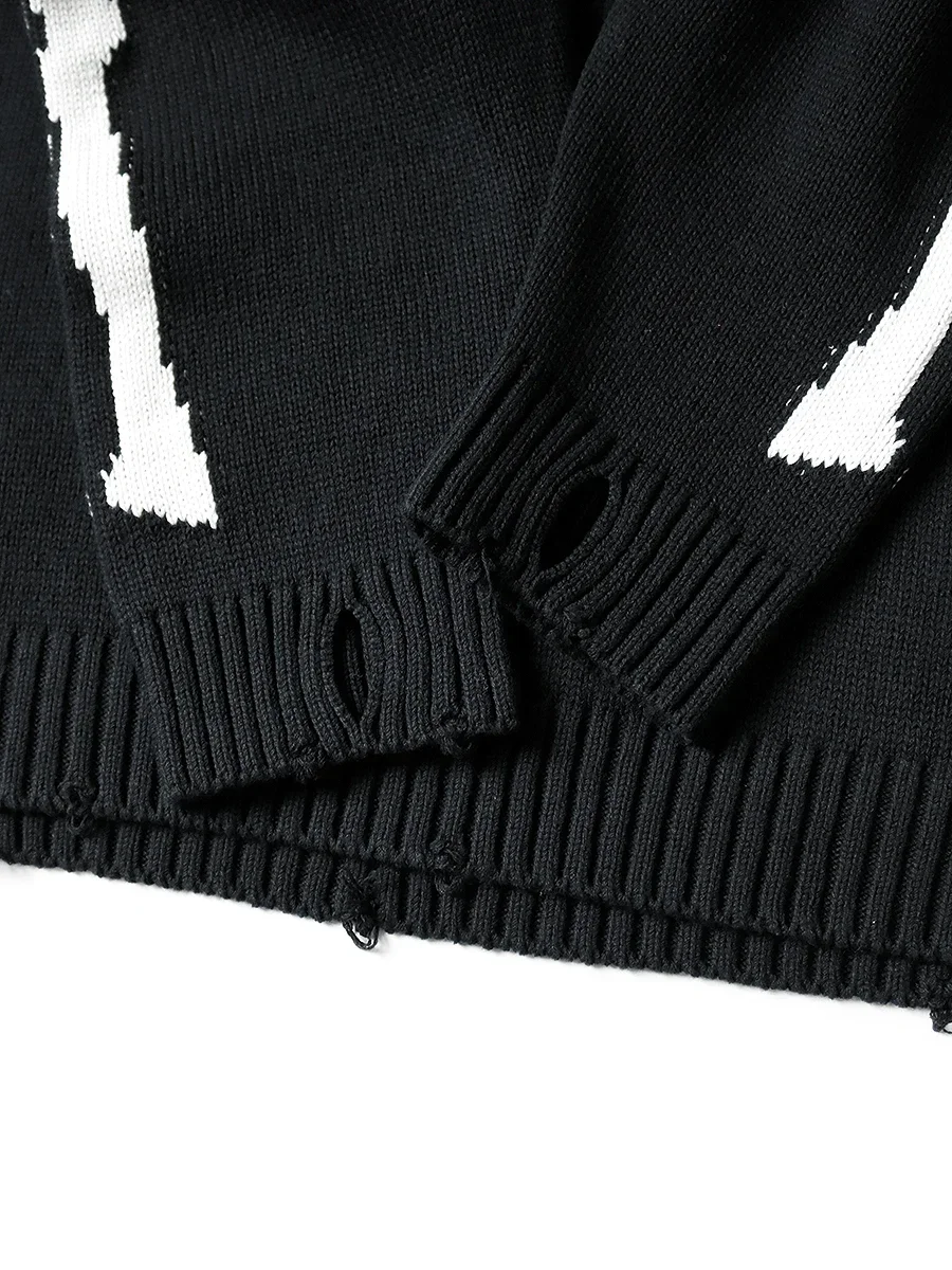 Non Kapital Hirata Bone Skeleton Japanese Vintage Pullover for Men and Women Round Neck Knitted Sweater