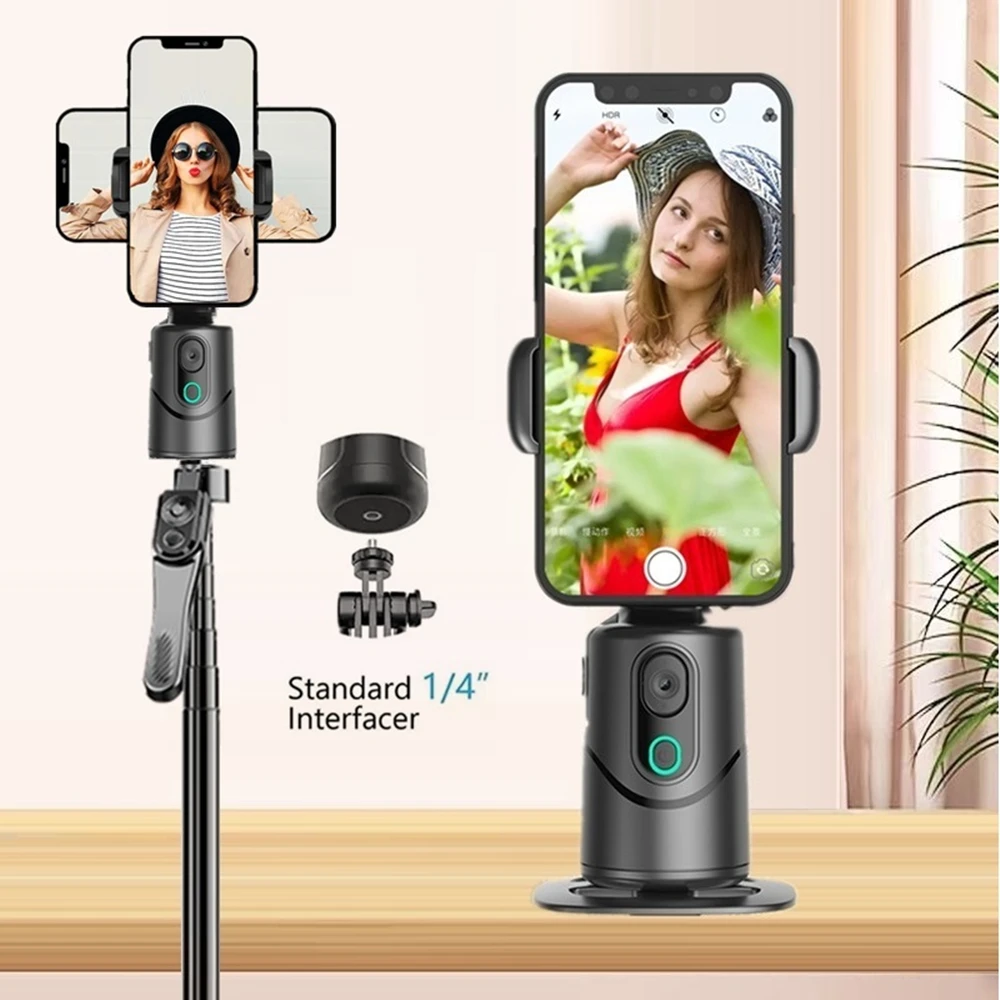 

Desktop 360°Degree Panorama Rotation Gimbal Wireless Auto Face Tracking Selfie Stick Phone Holder with Remote Control Shooting