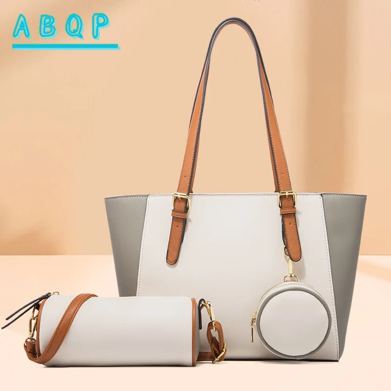 ABQP موضة جديدة حقيبة نسائية سعة كبيرة حقيبة يد نسائية ماركة فاخرة موضة 3 قطعة مجموعة حقيبة كتف نسائية جودة عالية