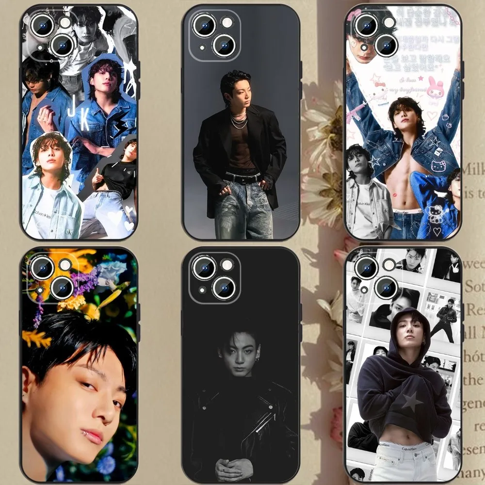 Korea E-Euphoria J-Jungkook-K-KPOP Phone Case For Apple iPhone 15,14,13,12,11,XS,XR,X,8,7,Pro,Max,Plus,mini Silicone Black Cover