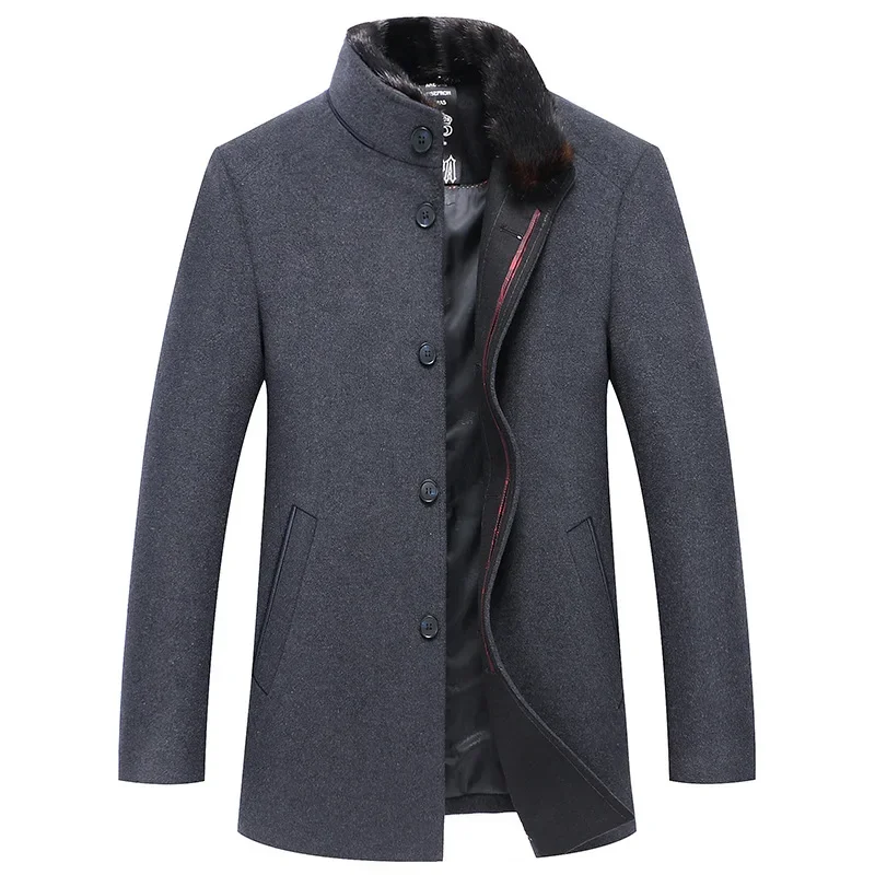 New Men Winter Cashmere Trench Coats Woolen Blends Male Business Casual Overcoats High Quality Man Warm Winter Jackets Size 3XL