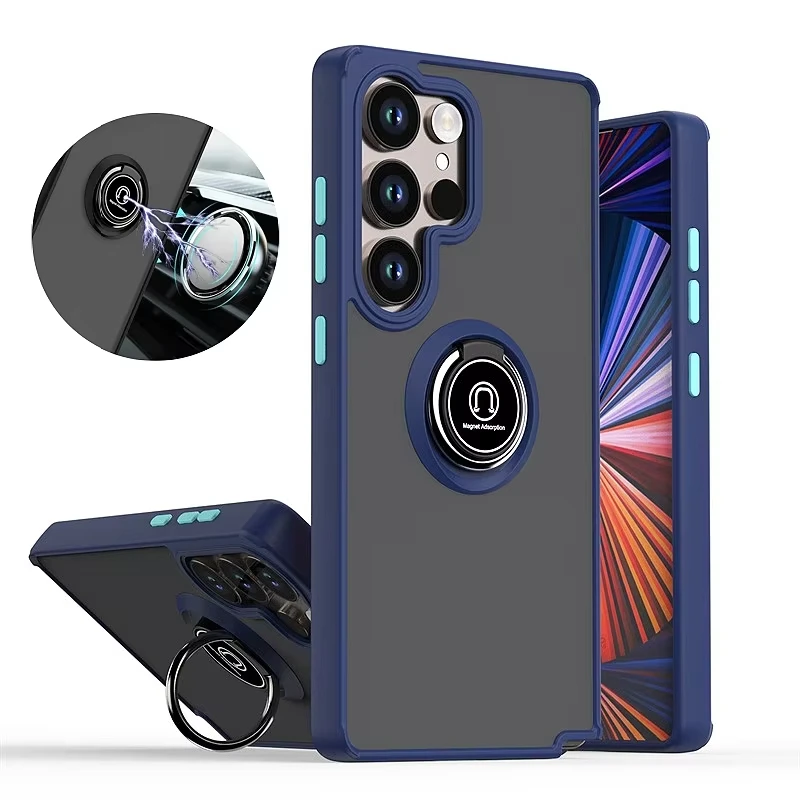 Armored frosted ring holder phone case for Samsung Galaxy A90 A71 A51 A50 A26 A22 A21 A20 A30 A17 A16 A07 A06 fall back cover