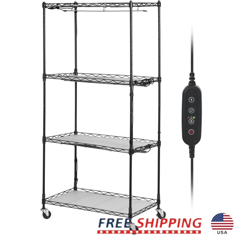 

Metal Plant Rack with 45W LED Grow Lights 4 Adjustable Shelves 3 Spectrum Modes Timer Easy Assembly Rust Resistant Design