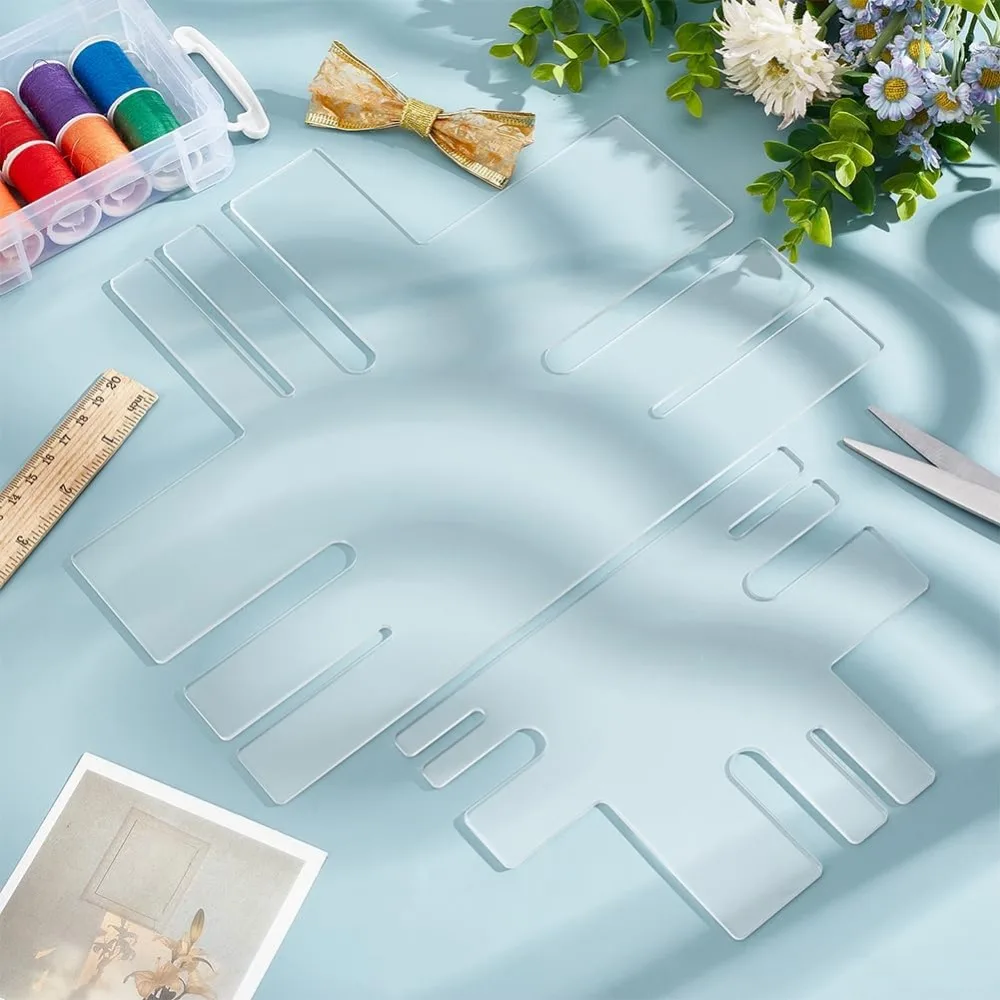 2Pcs T Shape Acrylic Bow Maker Template, Multi-Size Bowknot Making Board Craft Sewing Tool for Ribbon Bow Making Hair Bows Gift