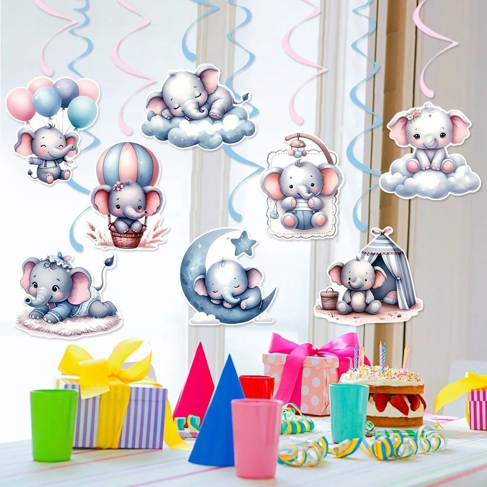 الأزرق الوردي الفيل كب كيك توبر الاطفال حفلة عيد ميلاد كعكة الديكور استحمام الطفل تفضل الجنس تكشف لوازم كعكة الحفلات #6