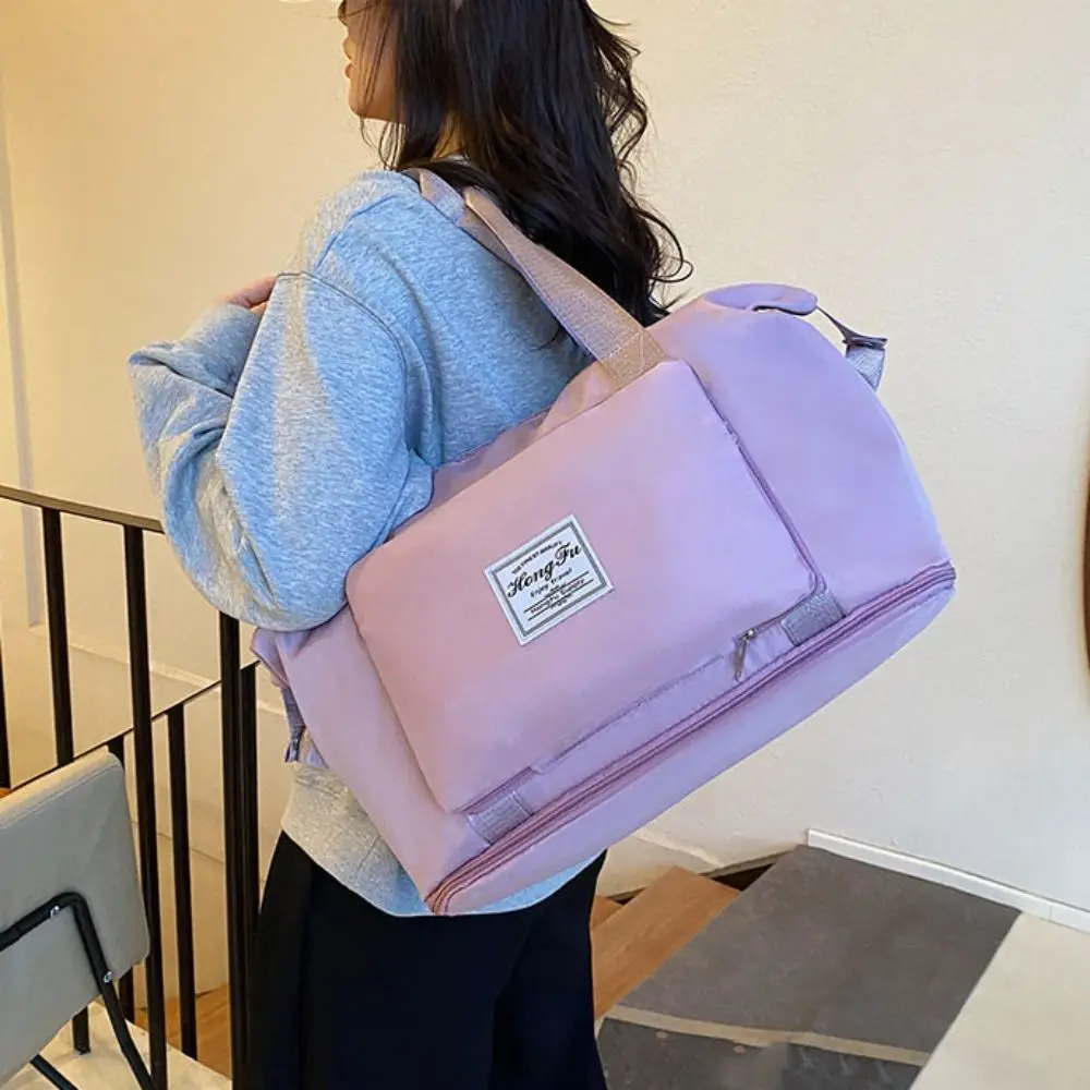 Portable Oxford Carry On Travel Bag Foldable Wet Dry Separation Storage Handbag Waterproof Scalable Travel Tote Bag Outdoor