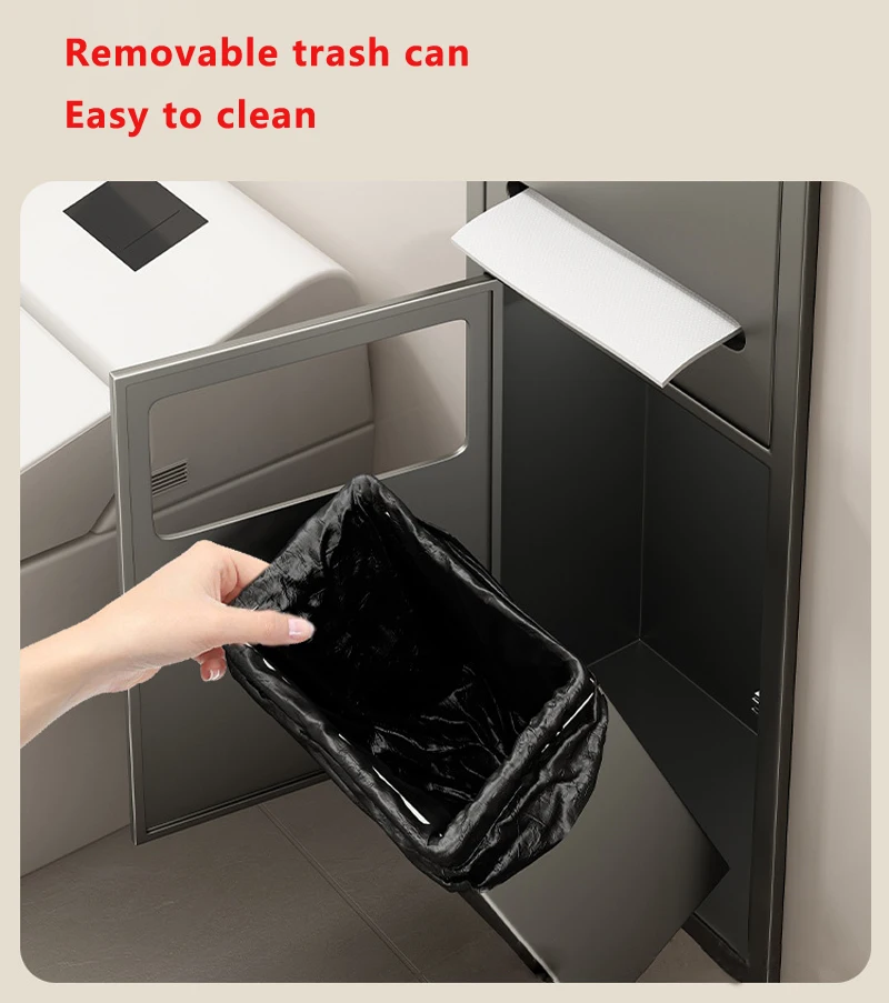 Stainless Steel Niche Bathroom Embedded Trash Can Cabinet Beautiful Decoration Finished Toilet Side Tissue Storage Rack