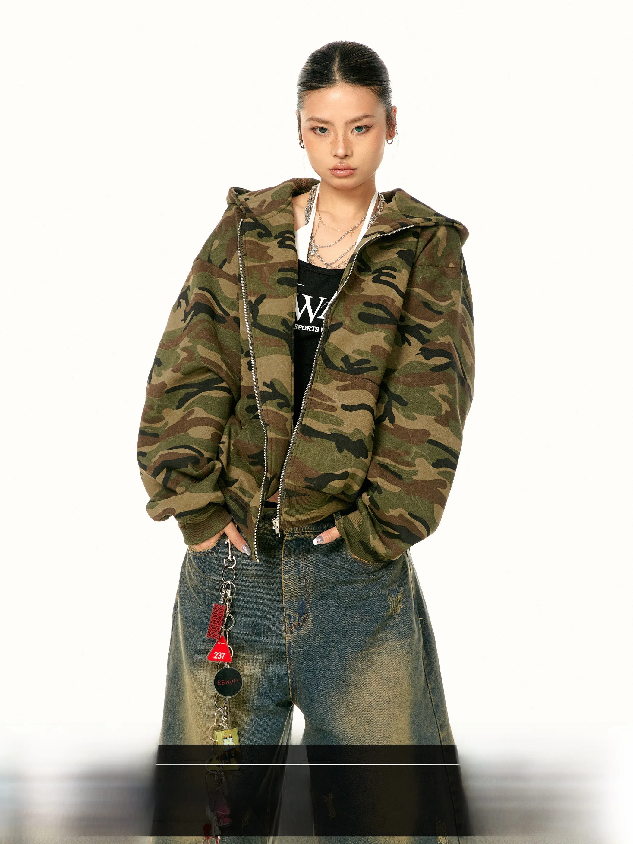 

Street Style Camouflage Hoodie Jacket Special Forces American Retro Blackbb Woodland Sneaking Hooded Sweatshirt Outerwear