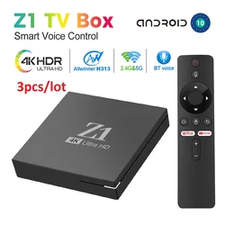 3pcs/lot Z1 SMART Andriod TV Box 4K Ultra HD Google Voice Assistant Streaming Media Player Allwinner H313 2GB16GB VS XIAOMI BOX