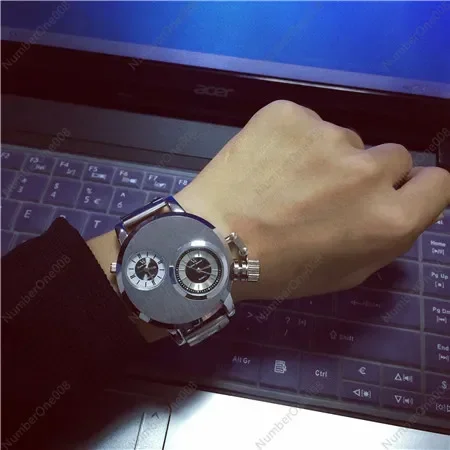 Ulzzang Metal Alloy Features Fashion Trend Double Dial Male and Female Couples