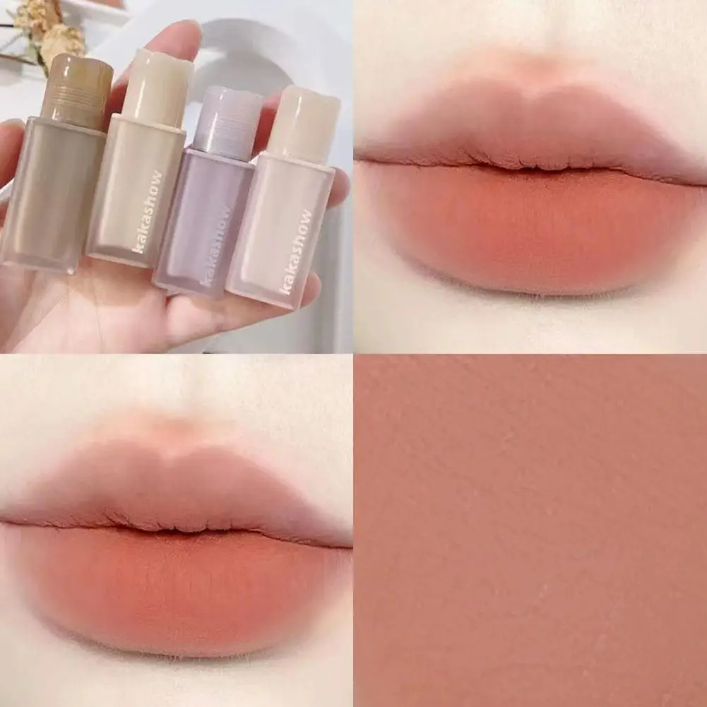 Soft Mist Matte Lip Glaze Velvet Nude Lipstick Makeup Waterproof Versatile Gloss Pink Not Fade Matte Long-lasting Lip Gray A4I5