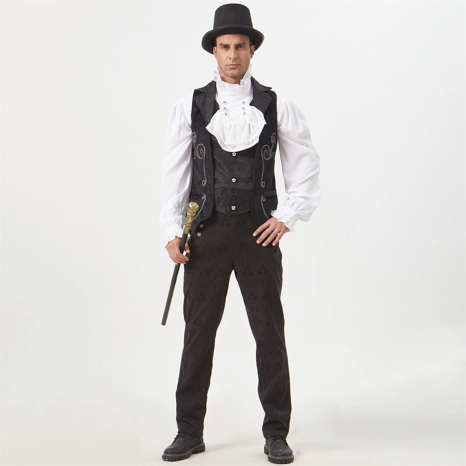 Chaleco de traje victoriano para hombre, chaleco de Jacquard gótico Steampunk Vintage, disfraz de Halloween para fiesta de Halloween