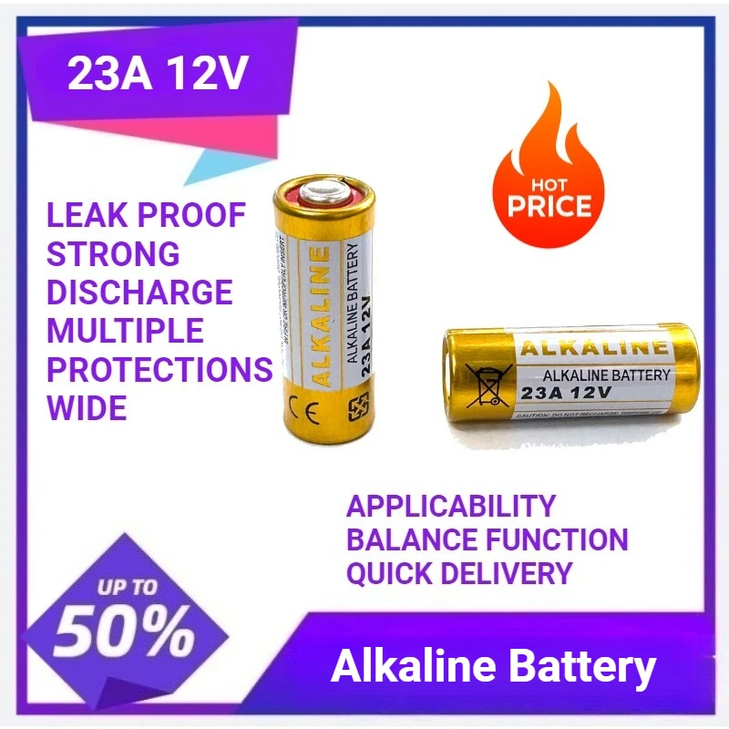 

50 шт., 12 В, щелочная батарея 23A A23 23GA A23S E23A EL12 MN21 MS21 V23GA L1028 GP23A LRV08 для сухой элемент дверного звонка с дистанционным управлением