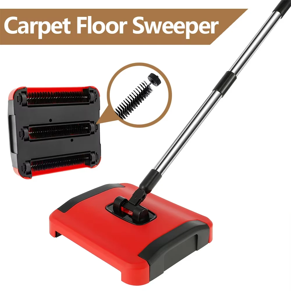 

Long Handle Floor Sweeper Manual Non-electric Cordless Large Dust Collection Bin for Floor Carpet Household Cleaning Accessories