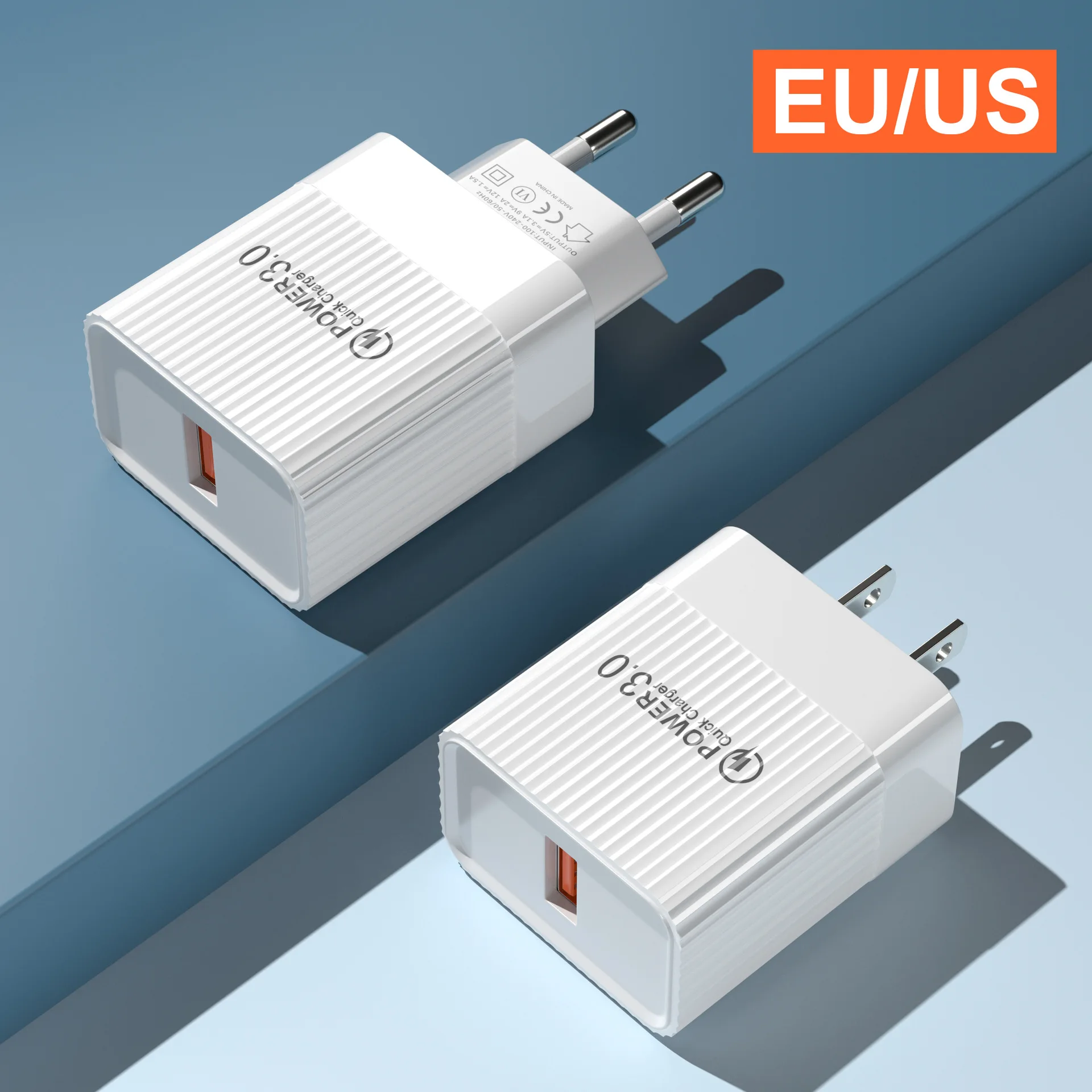 20W USB Fast Charging Mobile Phone Charger Wall Adapter QC 3.0 For Huawei Samsung Micro USB Cable Quick Charge Charger EU USPlug