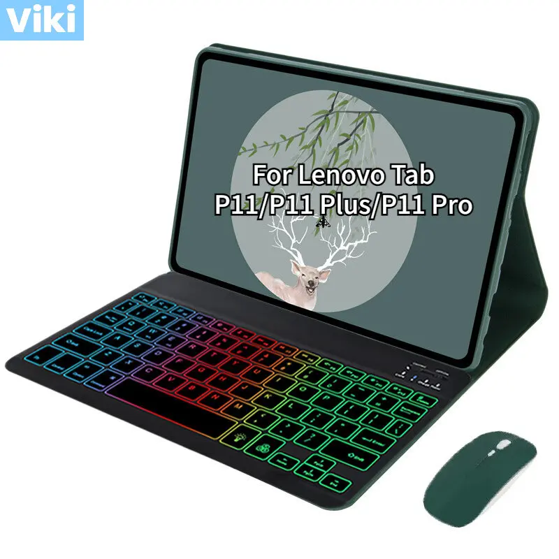 

Magnetic Wireless Bluetooth Keyboard Mouse Case for Lenovo Tab P11 P11 Plus P11 Pro with 7 Colors Backlight RGB Keyboard Casing