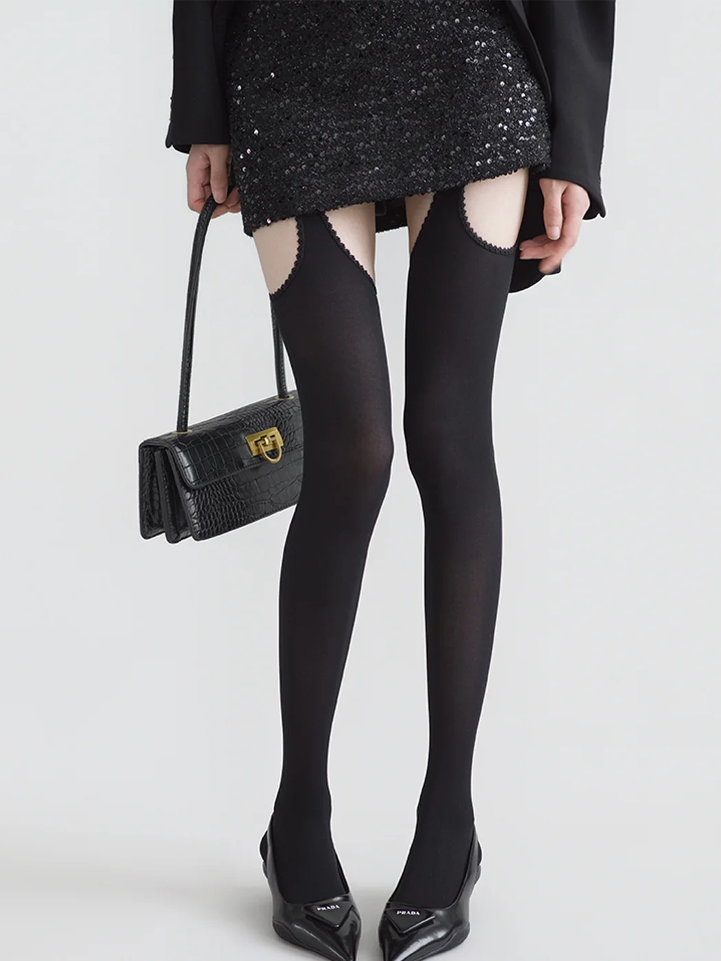 Women White  Stockings Belt Suspender Wide Banded Tights Lolita Thigh High Garters Over The Knee Socks Shiny For Women